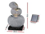 Gardeon Solar Fountain Water Feature Bird Bath Garden LED Light 80CM Grey FOUNT-BALL-3LVL-80-GY