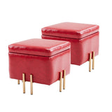 2X Storage Ottoman Foot Stool Cube Tuffet Seat 45cm PU Leather RED V274-FT-GQ106-RD2