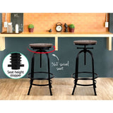 Artiss Bar Stools Adjustable Wood Chairs BA-TW-V17-T14134-BK