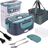 Green Electric Lunch Box 1.5L - Portable Food Heater with 12V Car and 240V Home Plug, Stainless V888-ELOSUNG56277-1