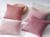 Set of 4 Pink Corduroy Throw Pillow Covers, Soft Striped Velvet Cushion Case for Sofa Couch Bed V1237-ZY-924-037
