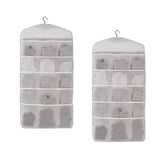 SOGA 2X Grey Double Sided Hanging Storage Bag Underwear Bra Socks Mesh Pocket Hanger Home Organiser SBOX26GRYX2