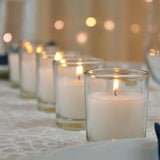 25 White Wax Clear Glass Holder Votive Candle - Wedding Event Centrepiece Table Decoration V382-25CLEAR-GLASS-WHITE-WAX