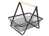 Countertop Fruit Basket Large Capacity Portable Modern Metal Rectangle Basket with Wooden Handle for V1294-YM0901-3111240060011