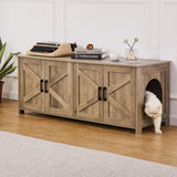 VEVOR Cat Litter Box Enclosure Wooden Litter Box Furniture Hidden 2 Rooms Greige V952-JSDMMSPWQ472MXLF5V0