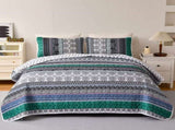 Romantic Blush green grey 3 Pc Bedspread & Pillow Cover Set V745-MAC080340Q13U