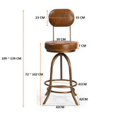 INDUSTRIAL WIND UP BAR CHAIR WITH LEATHER V742-M12831