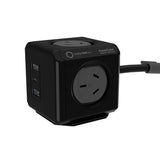 Allocacoc PowerCube Extended 4 Outlets 2 USB-A 1 USB-C PD 20W with Surge 1.5M Black V28-ELEALL11407BK
