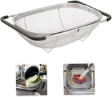 Over Sink Expandable Stainless Steel Colander, Fine Mesh Strainer Basket with Rubber Grip Handles V1189-LC-AMZ-00076