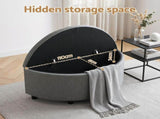 Artiss Storage Ottoman Bench Linen Fabric Tufted Half Round Footstool Grey OTM-D-HARO-FB-GY