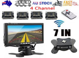 Wireless 4-Channel Split 7" Screen Monitor w/4 Reversing Camera Kit for Truck Trailer Bus V201-CAR0407BL8AU