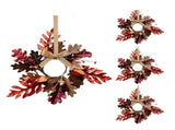 4 Pcs Mini Fall Wreath for Front Door, 13.8" Artificial Autumn Harvest Cabinet Wreath with Oak V1369-AZ3-W-24054