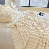 Luxurious faux rabbit fur blanket - feels like stroking a cat, with a pure V1105-YAMT-03