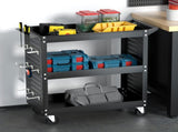 Giantz 3-Tier Tool Cart Storage Trolley Workshop Garage Pegboard Hooks Black TB-CART-3T-N-BK
