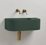 New Concrete Cement Wash Basin Counter Top Matte Lake Green Wall Hung Basin V549-6530CONDARKGREEN