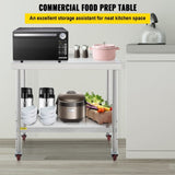 VEVOR Stainless Steel Prep Table, 30 x 24 x 35 Inch, 440lbs Load Capacity Heavy Duty Metal Worktable V952-BXGYDGZ302435N0U7V0