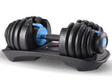 Powertrain 24kg Adjustable Dumbbell Home Gym Exercise Weights Free Workout Blue DMB-BF1-024-1-BU