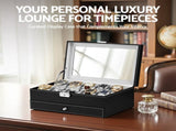 Embellir 12 Grids Watch Box Organizer Case Jewelry Display Storage Showcase WBX-2T-12SL-3020-BK