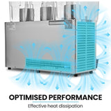 POLYCOOL 36L Commercial Triple Tank Refrigerated Juice Dispenser, Quality Donper Compressor, V219-JUICOMPY36LA