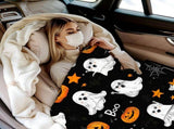 Halloween Throw Blanket Cozy Microfiber Blanket Soft Flannel Throw Festive Home Pumpkin Ghost V1107-114-98907-PUR5