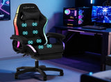 Artiss Gaming Office Chair 12 RGB LED Massage Computer Work Seat Footrest Black MOC-L-GC-8P-LED-BK