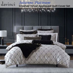 Davinci Julienne Platinum Crushed Velvet Applique Quilt Cover Set King V442-LED-QUILTCS-JULIENNE-PLATINUM-KI