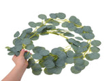 Dark Green Faux Eucalyptus Leaves Garland, 2 Pieces Plastic Table Decor for Home, Office, Wedding, V1366-AZ2-W-19527
