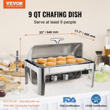 VEVOR Roll Top Chafing Dish Buffet Complete Set, 7.5L Stainless Steel Chafer with Full Size Pan, V952-ZFXFGCL1JTZF5Y4C1V0