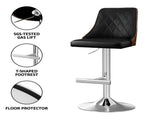 Artiss 4X Bar Stool Wood Swivel Adjustable Kitchen Counter Stool Leather Black BA-TW-T4061-BKX4