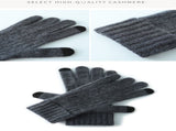 Dark Grey Unisex Touchscreen Ribbed Warm Cycling Windproof Knitted Five-finger Gloves V888-ELOSUNG32682