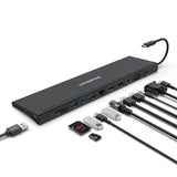 Simplecom CHN622 USB-C 12-in-1 Multiport Docking Station Laptop Stand Dual HDMI VGA Triple Display V1202-V2-HXSI-CHN622