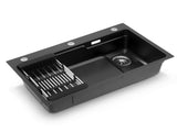 Cefito Kitchen Sink 75X45CM Stainless Steel Basin Single Bowl Drain Part Black SINK-BLACK-7545-S