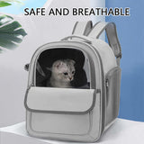 Grey Spacious Pet Carrier Backpack with Clear Window - Comfortable Travel Bag for Cats & Small Dogs V888-ELOSUNG27129