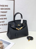 2025- Euro-american Elegant Crocodile Leather Handbag Bag - Birkin 25,black ,palladium Hardware V1192-D89