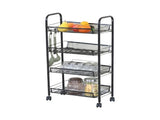 CARLA HOME 4 Tier Rolling Kitchen Trolley Cart - Metal Mesh - Black - Basic - Steel V178-36465