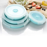 Collapsible Food Storage Container with Lid Silicone Bento Lunch Boxes 4 Pack Outdoor Picnic Box V1294-YM0901-H26874BL