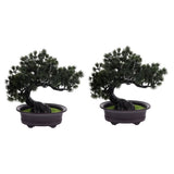 Set of 2 Artificial Bonsai Trees Green Decorative Plants for Indoor Outdoor Home Office Decor with V1369-AZ3-W-12847