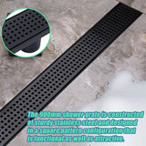 900mm Bathroom Shower Black Grate Drain w/Centre outlet Floor Waste Square Pattern V63-832921