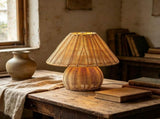 9" Rattan Portable Lamp, USB Rechargeable Cordless Wicker Desk Lamp with Dimmable LED, Boho Design V1366-AZ2-W-14217