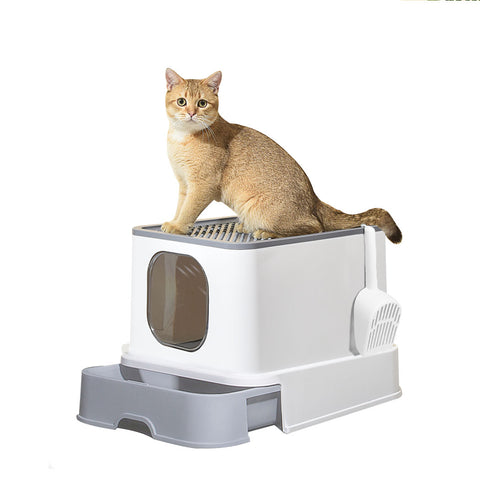 PaWz Cat Litter Box Fully Enclosed Kitty Grey PT1016-GY