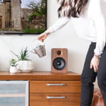 Kanto YU6 200W Powered Bookshelf Speakers with Bluetooth and Phono Preamp - Pair, Walnut with SP26PL V398-KO-YU6WALNUT-SP26PL