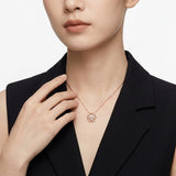 Elegant Four-Leaf Clover Moissanite Pendant Necklace in Rose Gold, Featuring Three Heart-Shaped V1341-ZY-RHVYH2F9-MOISSANITE-PREMIUMS925