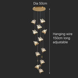 BAMDECOR LED Modern Bedroom Bedside Creative Butterfly Hanging Chandelier Light Fixtures for Stairs V255-BAM-A005-12HL