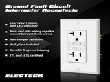 10 Pack GFCI Outlets 20 Amp, Non-Tamper Resistant, Decor GFI Receptacles with LED Indicator, Ground V1258-DP02-WO-963
