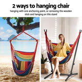 Gardeon Hammock Chair Outdoor Camping Hanging with Stand Rainbow HM-CHAIR-PILLOW-RAINBOW-H