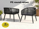 Gardeon 5PC Outdoor Dining Set Table and Chairs Garden Patio Furniture Bistro Set Black FF-DINING-WD-BK