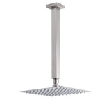 Brushed Nickel Square 8" Rain Shower Head 300mm Brass Ceiling Dropper Arm Set V1233-A502300NKSS108N