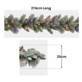 Christabelle 2.7m Christmas Garland Snowy with LED Lights Stamford Spruce Tree Decoration Ornam 112_NATSS274