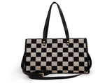 Black and gray color-matched tote bag large capacity, can be carried by hand or cross-body, V1102-HEBB-003