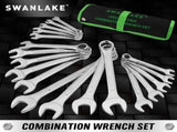 Swanlake 19Pc Stubby Spanner Set Metric 6-24mm Crv 12 Point Open End with Pouch V465-66177
